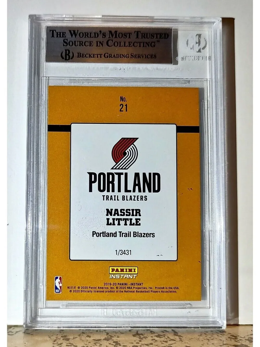 Nassir Little 2019-20 Panini NBA #21 Rated Rookies 1/3431 BGS 8.5 Trail Blazers
